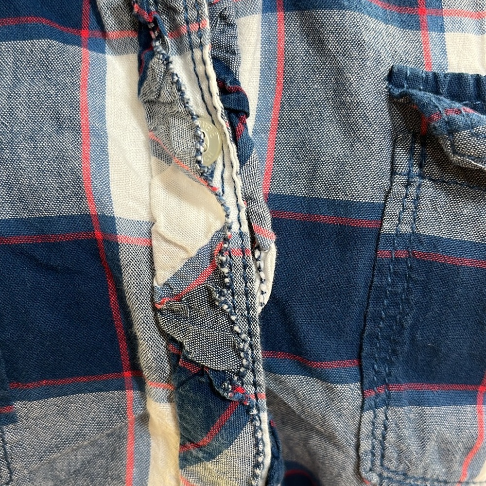 Abercrombie & Fitch, women’s large, button down plaid shirt, red/white/blue - Picture 2 of 7